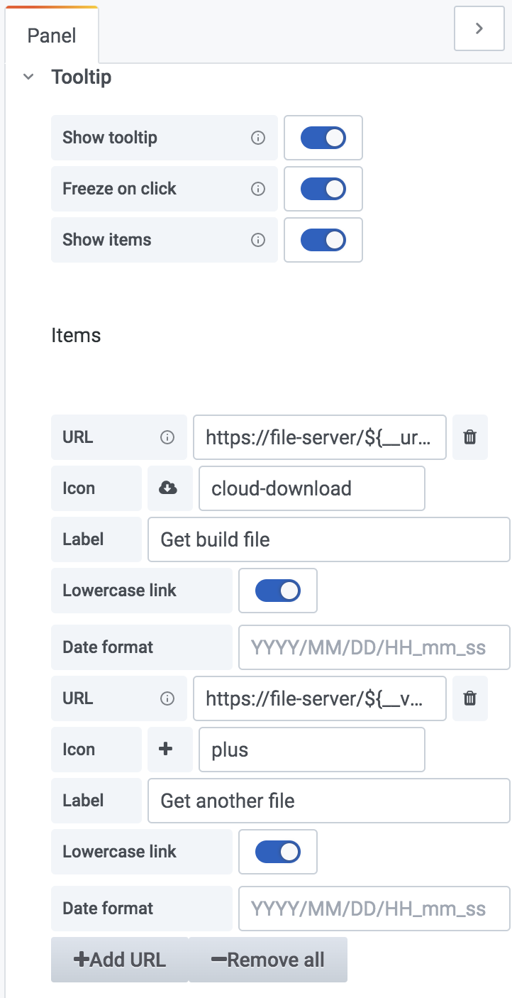 Tooltip items editor